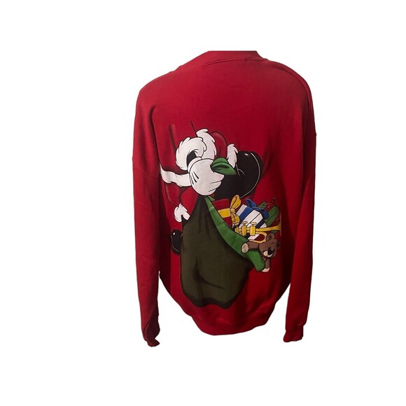 VTG Disney Designs Mickey Mouse Happy Holidays Red Sweatshirt Sz Large RARE - Picture 10 of 16